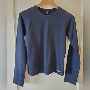 Vintage Y2K Abercrombie & Fitch Navy Blue Long Sleeve Cotton Stretch Tee Sz M